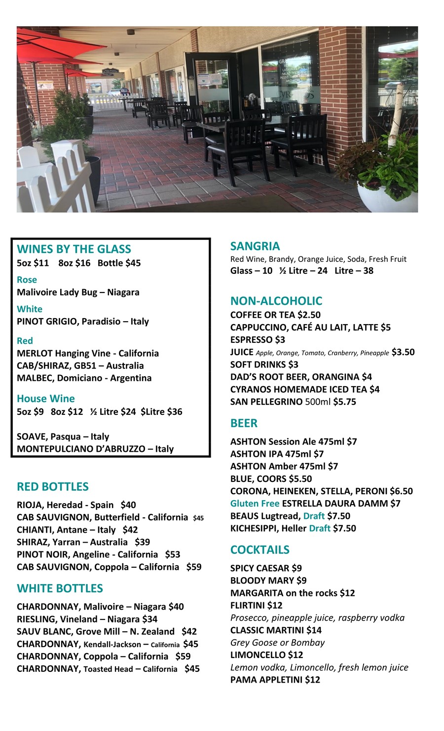 Patio Menu